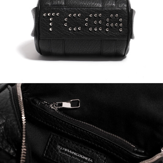 TERRAINCOGNITA brand letter rivet handheld crossbody Boston cylinder bag daily commuting versatile black