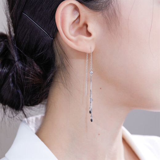 Meluxe platinum earrings for women, PT950 tassel earrings, birthday gift for girlfriend, wife, type B, about 3g