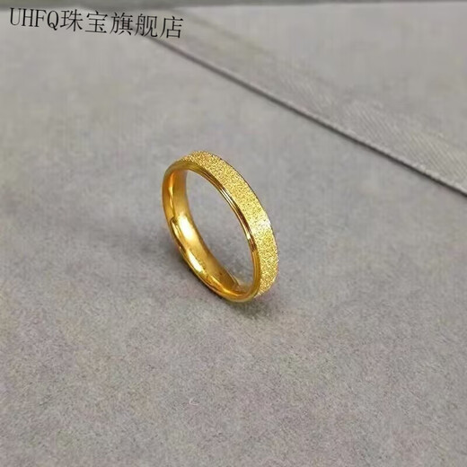 UHFQ Old Phoenix 999 gold pure gold frosted surface men and women couple rings feeling matching ring full of stars and versatile frosted No. 5 reference 80-90Jin Jin is equal to 0.5 kg of the same style