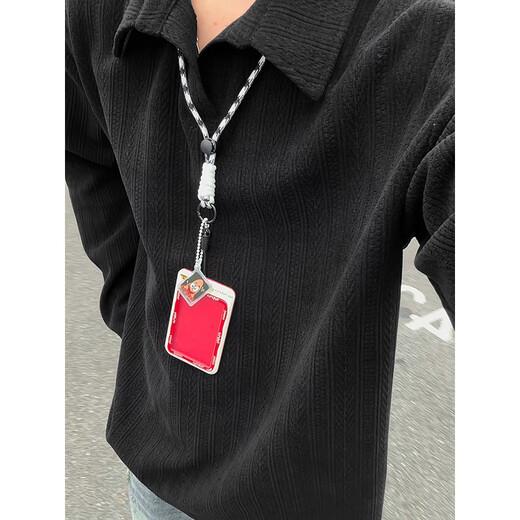 NYING wheat ear pattern long-sleeved polo shirt for men 25 autumn and winter new American fashion brand casual long-sleeved t-shirt large size loose dark gray XL (130-150Jin Jin equals 0.5 kg)