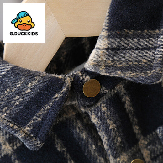 G.duck little yellow duck boys' velvet shirt jacket 2025 new children's early winter quilted baby autumn and winter thickened and warm picture color upgrade 110 cm