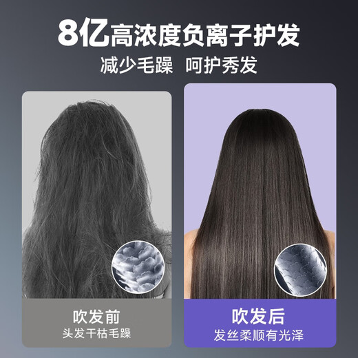 AUX hair dryer high speed hair care hair dryer leafless hollow hair dryer bass high power high wind speed quick drying home dormitory negative ion hair care does not hurt the hair hair dryer thin and soft dark gray 800 million negative ions + magnetic air collection nozzle