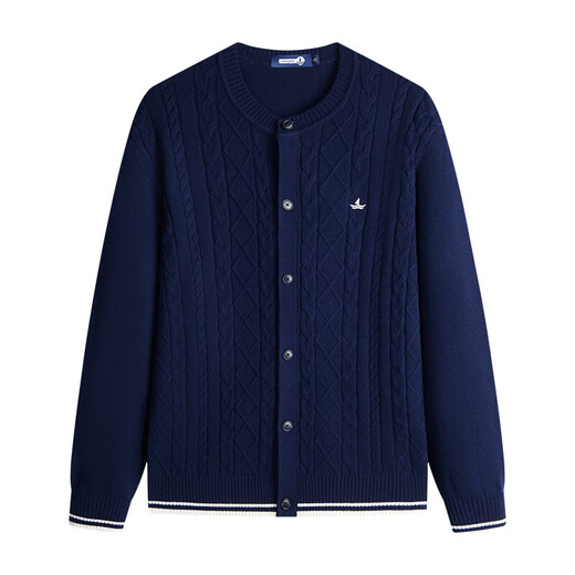 Navigare Italian small sailing cardigan men's 2025 spring and autumn new pure wool sweater cable sweater cardigan navy blue M