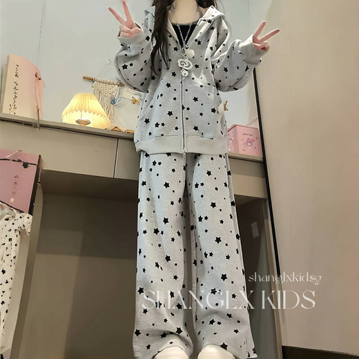 Girls Suit Spring and Autumn 2025 New Children's Style Jacket Autumn Two-piece Sportswear Set for Older Children, Junior High School Students, Gray Suit, Jacket + Pants, Pendant not included 160