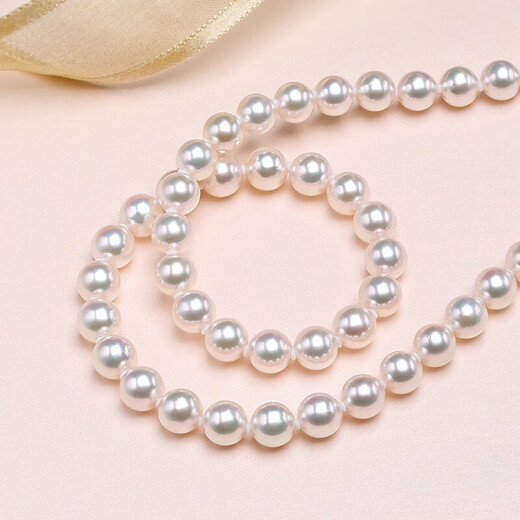 Queen of Pearls Elegant 14K Gold Akoya Saltwater Pearl Necklace Perfect Round Highlight Necklace Full Bead Chain Birthday Gift