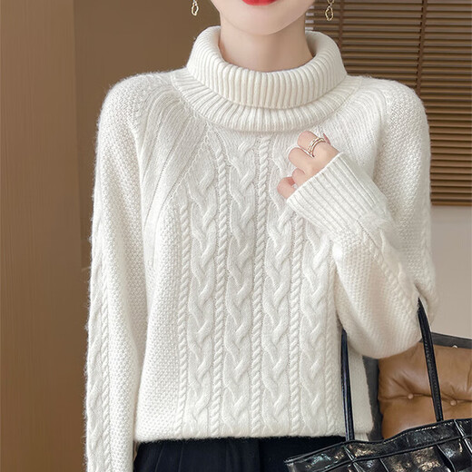 Nosskiss Luxury High-End Brand Cardigan for Women 2025 Autumn and Winter New Jacquard Turtleneck Sweater Base Base Base Bolde Red L Red L