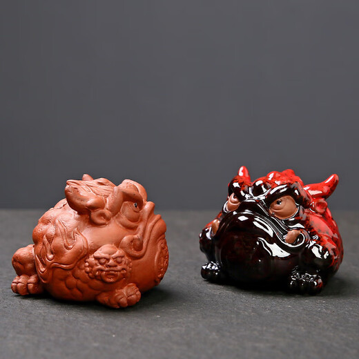 High-quality purple sand lucky golden toad tea pet ornaments ceramic kiln transformed tea pet ornaments tea set accessories office living room ornaments lucky golden toad - purple sand