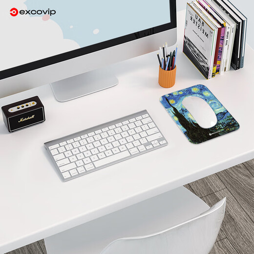 宜适酷（EXCO）梵高星空鼠标垫小号方形 包边电脑办公携带桌垫电竞鼠标托键盘书桌垫可水洗0578