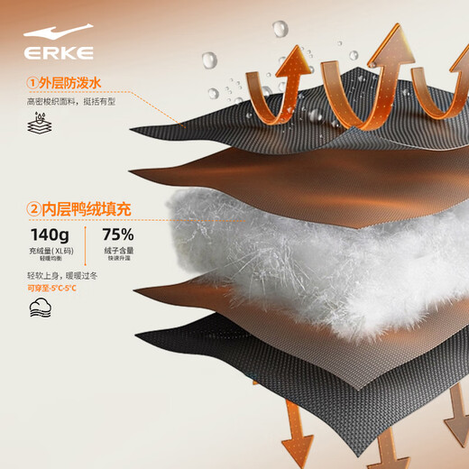 Hongxing Erke Down Jacket Men's Winter Thickened Warm Water-Repellent Technology Hooded Jacket Commuting Fashion Puff Bread Jacket Top