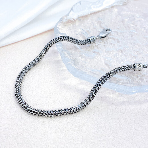 Zhaoliang square braid platinum bracelet for men and women PT950 platinum fashionable electric black craft couple gift 11.21 grams long 19cm wide about 3mm