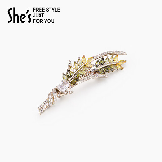 She s Qianzi Van Gogh picked up wheat ears exquisite brooch high-end corsage versatile temperament pin accessories birthday gift for women brown F0