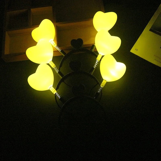 Half a grain of concert yellow five-pointed star love headband fluorescent light-up support headband hairband for men and women props children's performance five-pointed star + love style丨spring headband yellow