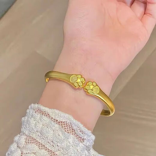 Qianjun Pure Gold 9999 Ancient Gold and Silver Cat Claw Bracelet Women's Open Gold Plated Cat Claw Bracelet as a Gift for Girlfriend Cat 23g