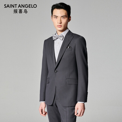 Angel Bird Suit Men's Autumn Men's Business Formal Suit Wedding Style Notched Suit Pants Suit Slim Gray Blue Purple Small Texture Hidden Vertical Strips 50 A (180/100) / Please note waist or trousers