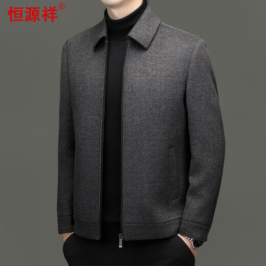 Hengyuanxiang double-sided woolen coat men's autumn and winter short woolen coat middle-aged and elderly men's clothing