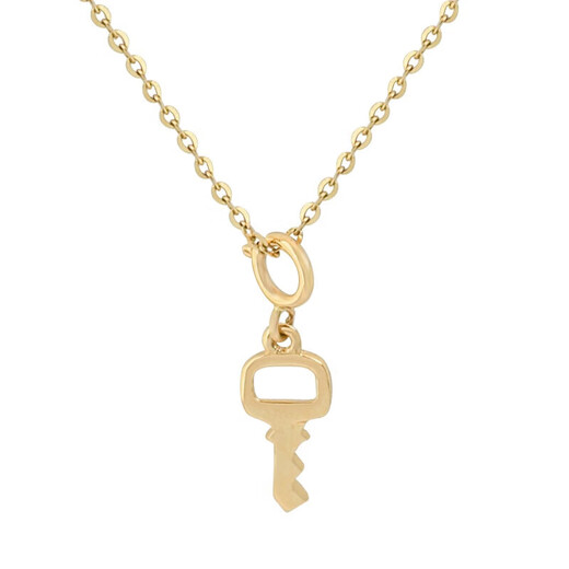 Koyuye 14K Gold Classic Square Keychain Pendant Versatile Men's and Women's Retro Necklace Bracelet Pendant Gold