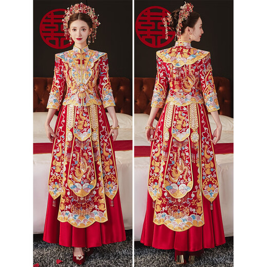 Yifen Mengfang High-End Xiuhe Suit Bride 2025 Nouvelle robe de mariée Robe de mariée chinoise Dragon et Phoenix Robe de mariée de robe Phoenix Robe rouge Robe automne