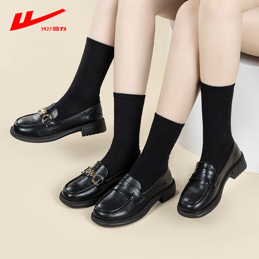 Huili Loafers women's 2025 new spring and autumn British black women's shoes work single shoes women's soft sole jk small leather shoes black 38