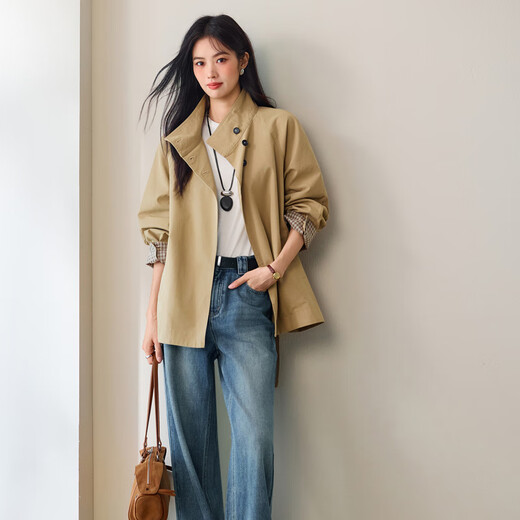 Eveli (eifini) Jiang Xin endorses Tencel wool upgraded soft elastic collar long-sleeved T-shirt for women 2025 autumn new top white M