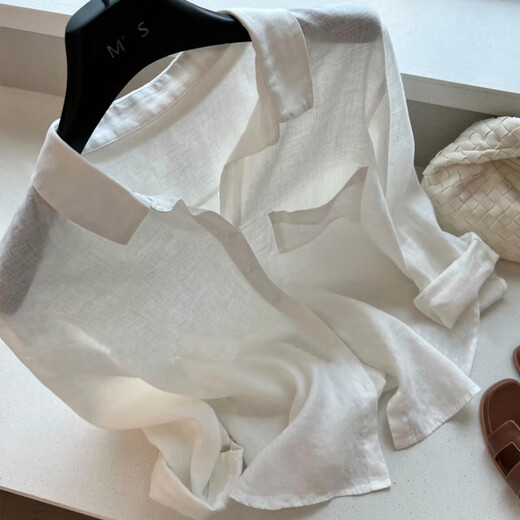 [Linse Sensing White Shirt] Summer Summer Fin Loose Slimming Sun Protection Tops pour les femmes, nouveaux styles de vêtements autonomes blancs L