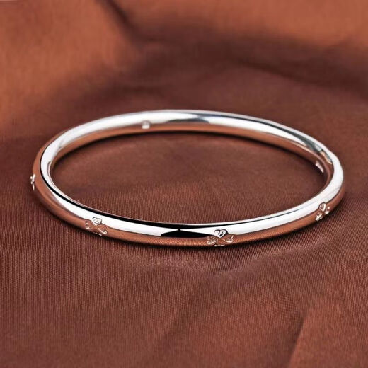 Four-leaf clover silver bracelet 9999 sterling silver female ring closed mouth solid personality fashion simple silver bracelet for girlfriend and best friend 54mm 25g