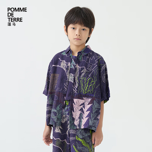 Pommedeterre children's casual short-sleeved shirt off-white 150