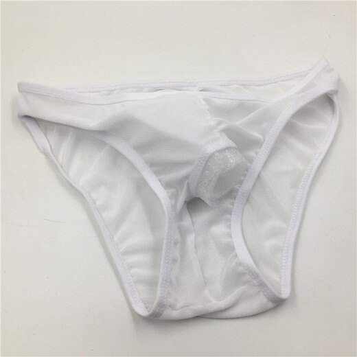 Private Shang Men's Sexy Underwear Transparent Underwear Stretch Mesh Revealing Hole Briefs White G-string T-Pants One Size 160Jin Jin is equal to 0.5kg within