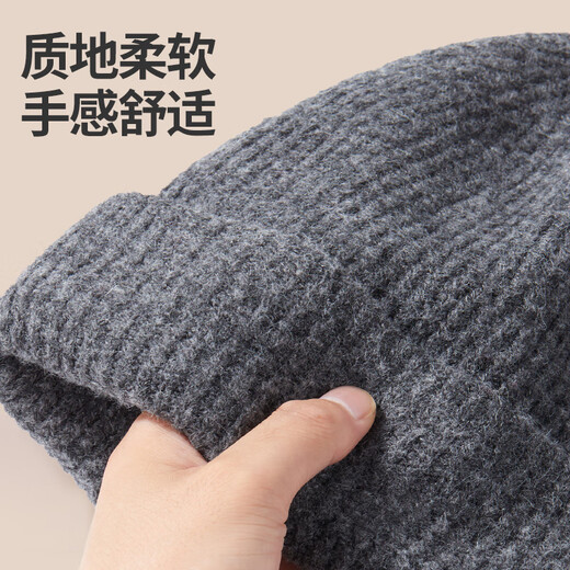 Woodpecker Hat Winter Men's Coldproof Cycling Warm Ear Protection Knitted Hat Windproof Plus Velvet Thickened Wool Thread Women's Cold Hat Black Single Hat Keeps Cold and Warm One Size (Head Circumference 54-65cm)