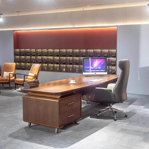 CUNOHVRG Solid Wood Boss Desk President's Desk New Chinese Style Executive Desk Simple Modern Table and Chair Combination Painted Manager's Desk 2.4 Meter Desk