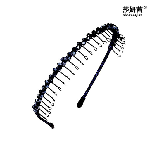 Sha Yanxi elderly hairband with teeth for middle-aged and elderly people with diamond bangs wire hairpin old lady face wash hair press black 1 piece
