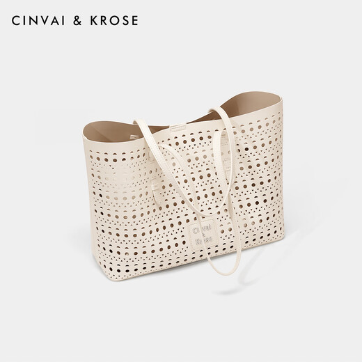
CinvaiKrose shoulder bag women's 2025 new autumn and winter large capacity hollow tote bag commuting women's bag birthday gift cream white [gift for girlfriend, wife and girls]