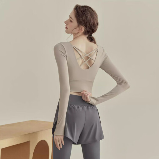 Kashiwa Chao Youyou Yoga Wear Women's Autumn and Winter New Sports Top with Breast Pad Feeling Running Pilates Training Fitness Wear Ginkgo Ultra-Stable Fixed Cup S Recommended Weight 95Jin Jin is equal to less than 0.5kg