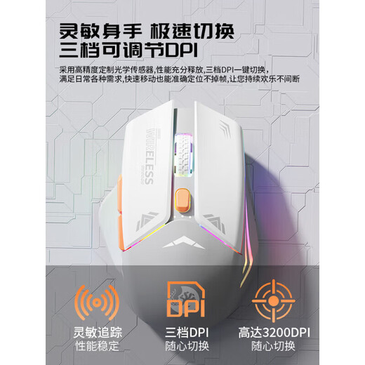 Razer applicable mecha mouse wireless bluetooth silent mechanical e-sports game rechargeable desktop laptop ergonomic for girls and boys universal dual-mode long-lasting battery life space gray 2.4G wireless single-mode charging version