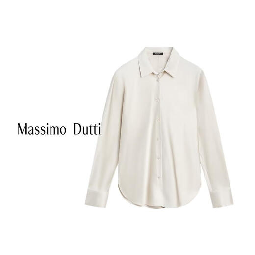 Massimo Dutti Autumn and Winter New Product 2025 Women's French Elegant Quiet Luxury Style High-Quality Bat Sleeve Satin Shirt 05152952 Silver XS (165/84A)