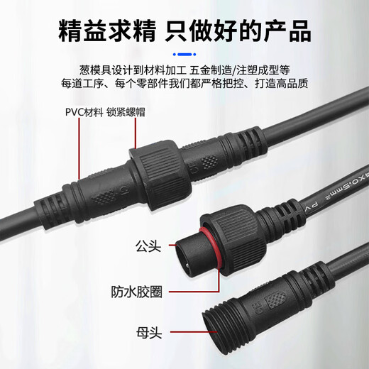 Baye Aviation Industry Waterproof Butt Plug Male and Female Power Cable 2 Cores - Medium Size 0.75 Square 5 Sets BY-HK2LJX3