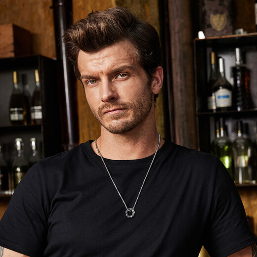 IDEAGEMER Thorns Möbius Ring S925 Silver Necklace Men's High-end Light Luxury Trendy Pendant Birthday Gift for Boyfriend Thorns Möbius Pendant + Rigid Chain 55CM