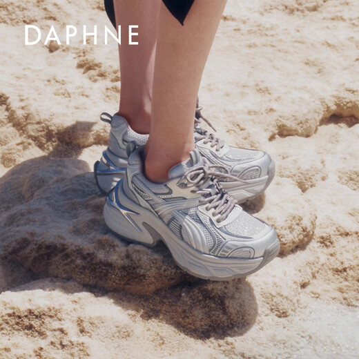 Daphne [Same Model in Song Qian] Yunruo Daddy Shoes for Women 2025 Autumn New Thick-soled Mesh Sneakers Fashionable Casual Shoes Off-white [Mesh Breathable] 37