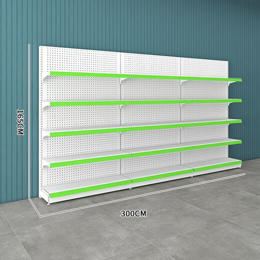 Hole board shelves supermarket floor-standing hole board punch-free convenience store shelves single and double-sided snacks multi-layer fishing gear collection white 5 layers 165 high 2.1 meters long single side