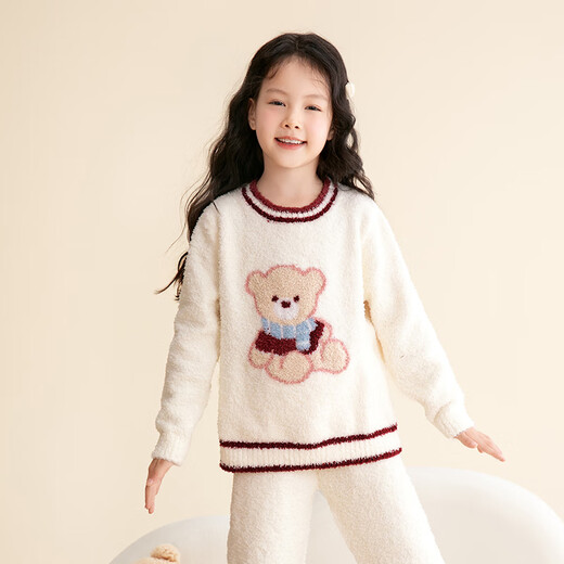 Fenton children's pajamas anti-static half-velvet 2025 autumn and winter new warm velvet bear can be worn outside girls' home clothes