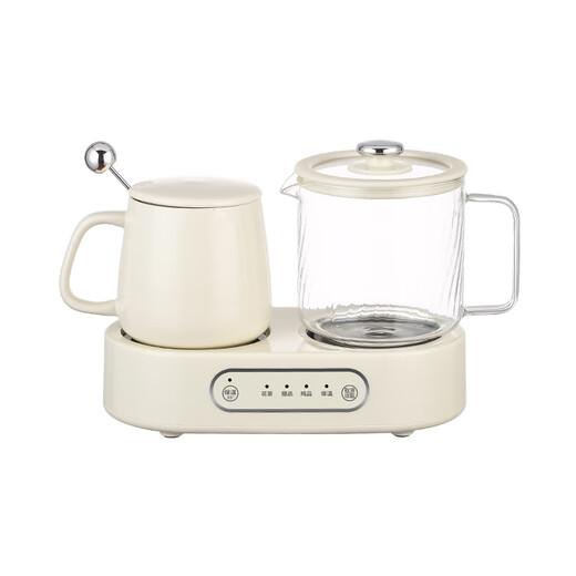 All-glass health pot double-cup tea boiler stewing all-in-one kettle small automatic constant temperature ceramic thermos cup double pot set 0.8L +0.4L office stew cup