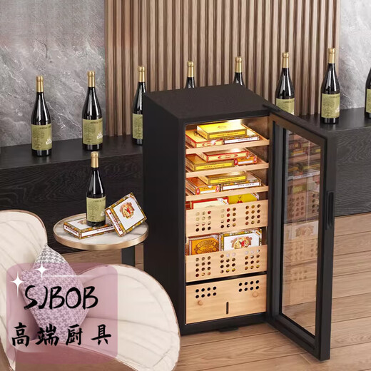 SJBOB imported quality Japanese high-end retro cigar cabinet constant temperature and humidity cedar wood with lock WIFI household naked maintenance compressor ammonia removal moisturizing cabinet 0.48/meter WIFI + ammonia removal/upgraded model