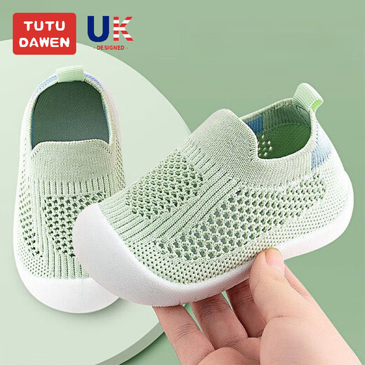 Tutu Dawen Baby Sandals Summer Toddler Shoes 0-1-2 Years Old Boys and Girls Indoor Floor Socks Soft-soled Front Shoes Green Mesh One Size Inner Length 12.5cm (Recommended 6-12 Months)