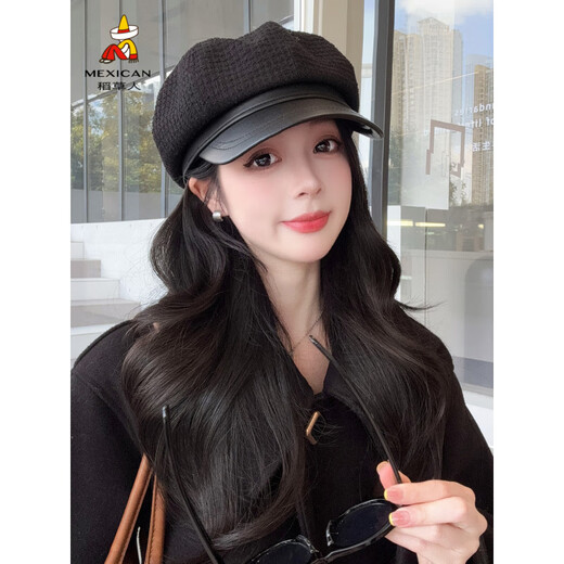 Scarecrow (MEXICAN) Women's Octagonal Hat Beret Peaked Cap 2025 New Fashion Casual Color Versatile Showing Small Face Black One Size