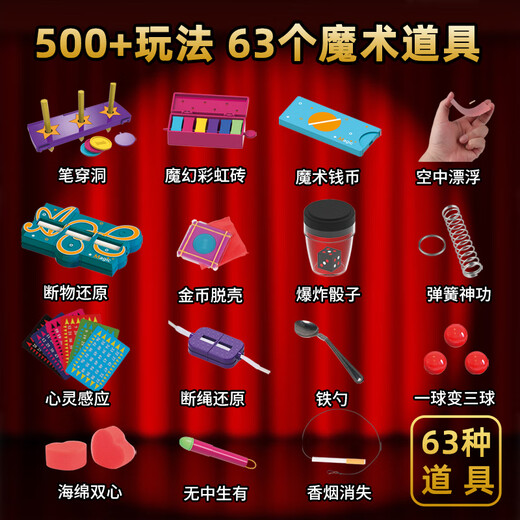 Internet celebrity magic children's toys educational toys for 3 to 6 years old, girls over 10 years old, children's play house Children's Day gift, surprise magic 33-piece set + purple costume + stretch