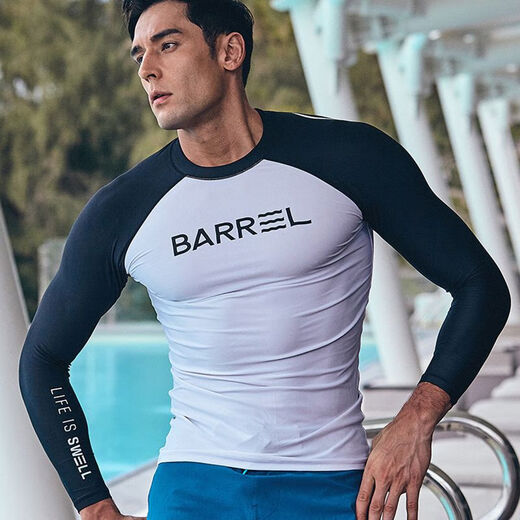 Barrel swimsuit men's surf suit split quick-drying tight-fitting wetsuit long-sleeved trousers direct-selling jellyfish snorkeling suit men's black cardigan M