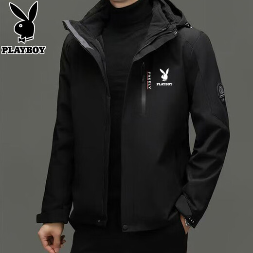 Playboy (PLAYBOY) Jacket Men's Three-in-One Liner Removable Autumn and Winter Velvet Thickened Outdoor Hooded Jacket Group Purchase 2299 Army Green Playboy 2XL Recommended 140-160 Jin Jin equals 0.5 kg