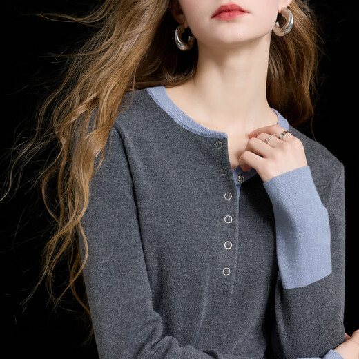 Sancai 2025 new winter round neck sweater long-sleeved simple pullover top slim and versatile M