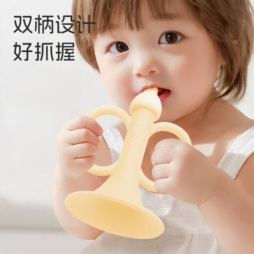 Dr. Ma's baby teether and molar stick for 4 months and above, anti-eating hand baby toy trumpet teether, nano color