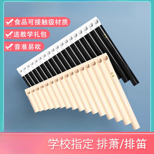雅光排笛16管18管排箫中小学生教学专用易学民族乐器儿童初学者入门 18管米白++【刻字】