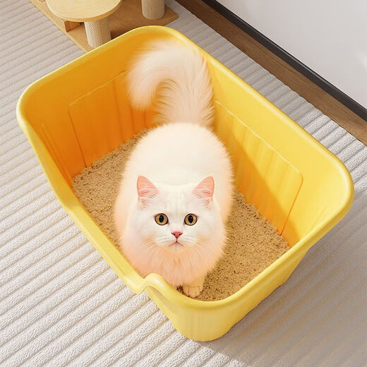 JD Logistics Cat litter box semi-enclosed anti-splash extra large cat toilet household cat litter box cat litter box yellow (free black shovel) PP 53*36*23*cm